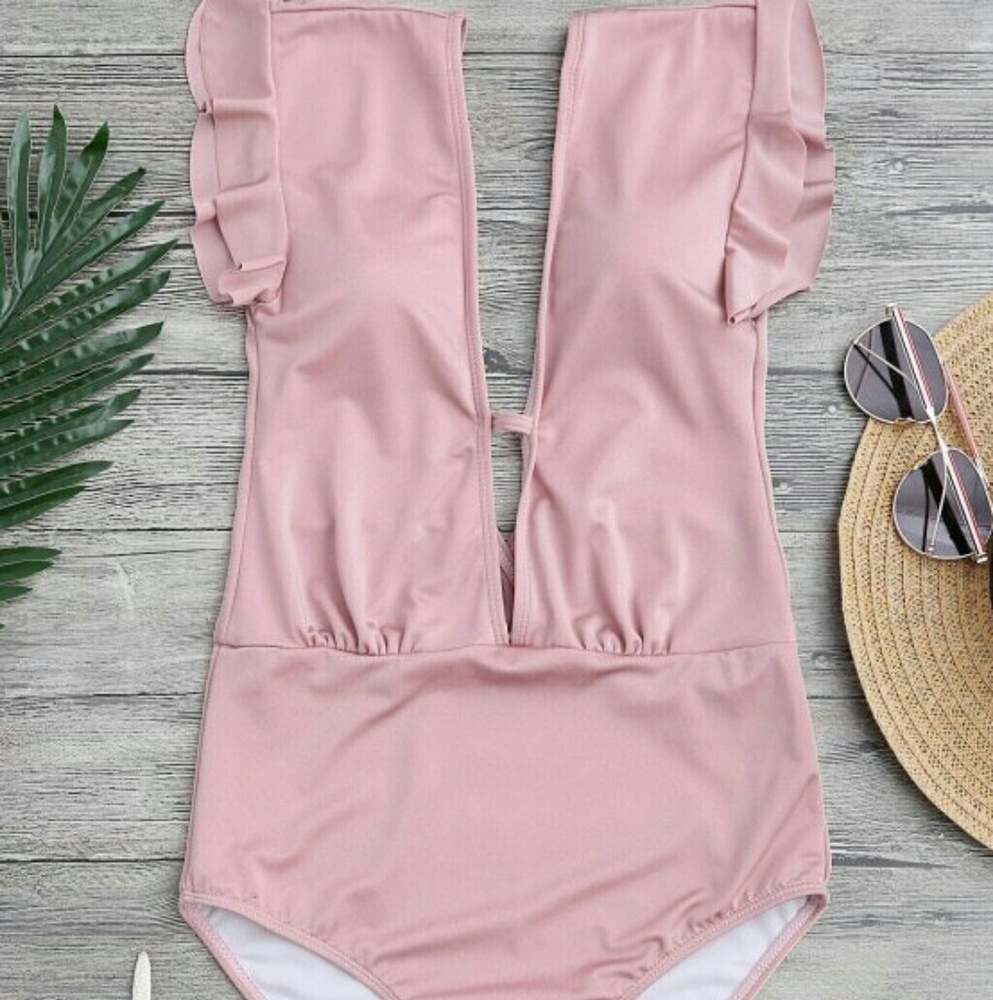 Frilled Plunge One Piece swimsuit